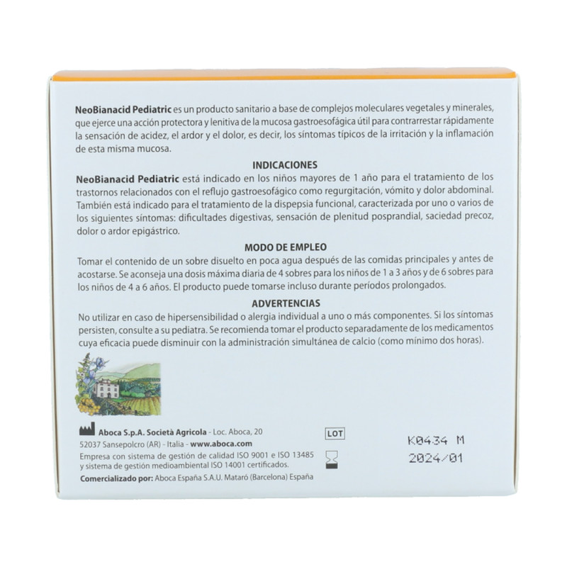 NEOBIANACID PEDIATRIC 36 GRANULATED SACHETS 775 MG