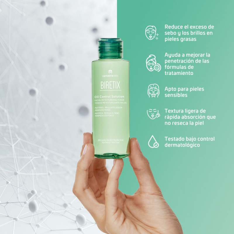 BIRETIX OIL CONTROL SOLUTION TONICO RETEXTURIZANTE FACIAL 1 BOTELLA 100 ML