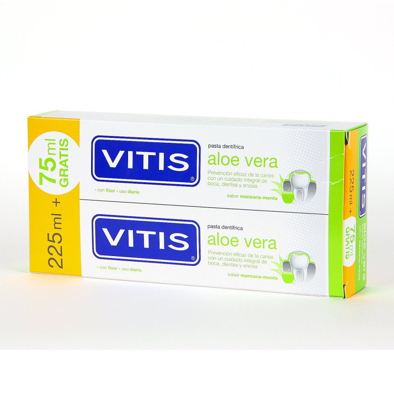VITIS ALOE VERA PASTA DENTIFRICA 2 ENVASES 150 ML SABOR MANZANA